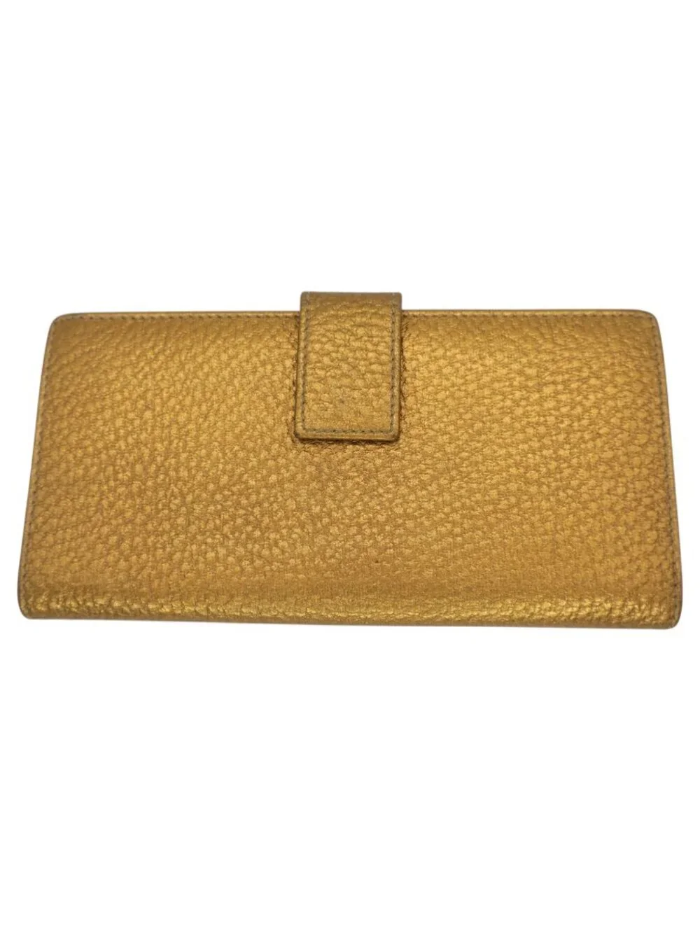 GUCCI Hasler Horsebit Metallic Leather Wallet Gold Bronze